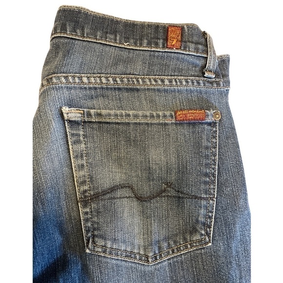 7 For All Mankind Denim Jeans 33x28 Men’s Straight Button Pants Casual Dark Jean - Picture 10 of 10